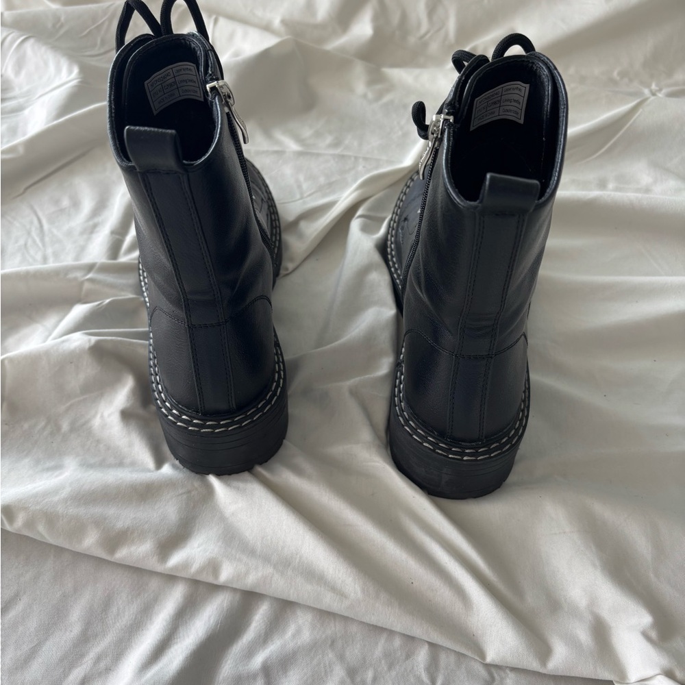 Vepose Black Combat Boots with Side Zipper - Picture 7 of 11